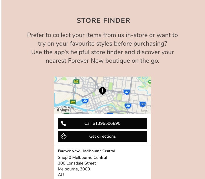 Store Finder, Forever New Notifications - Forever New App