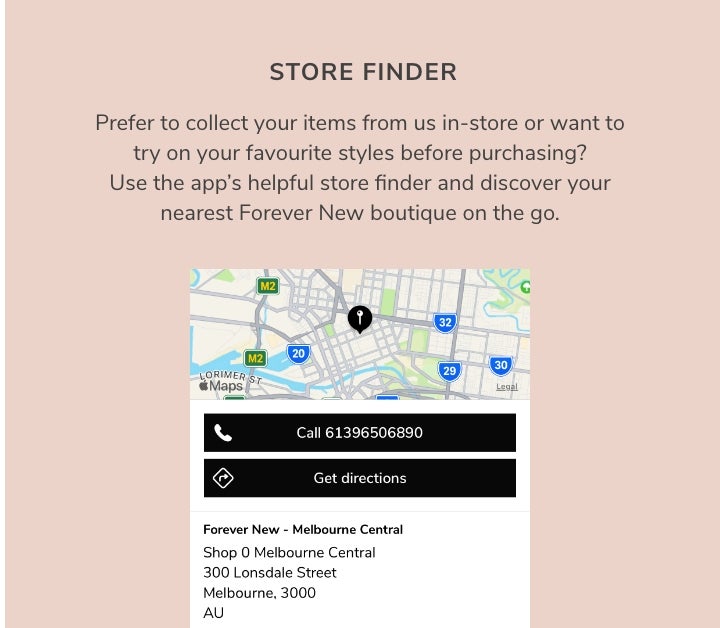 Store Finder, Forever New Notifications - Forever New App